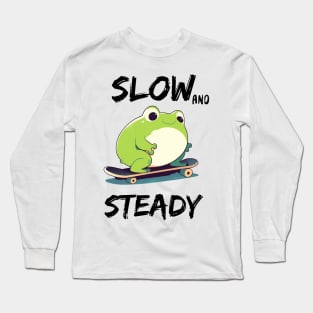 Slow and Steady Chill Frog on Wheels Long Sleeve T-Shirt